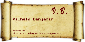 Vilhelm Benjámin névjegykártya